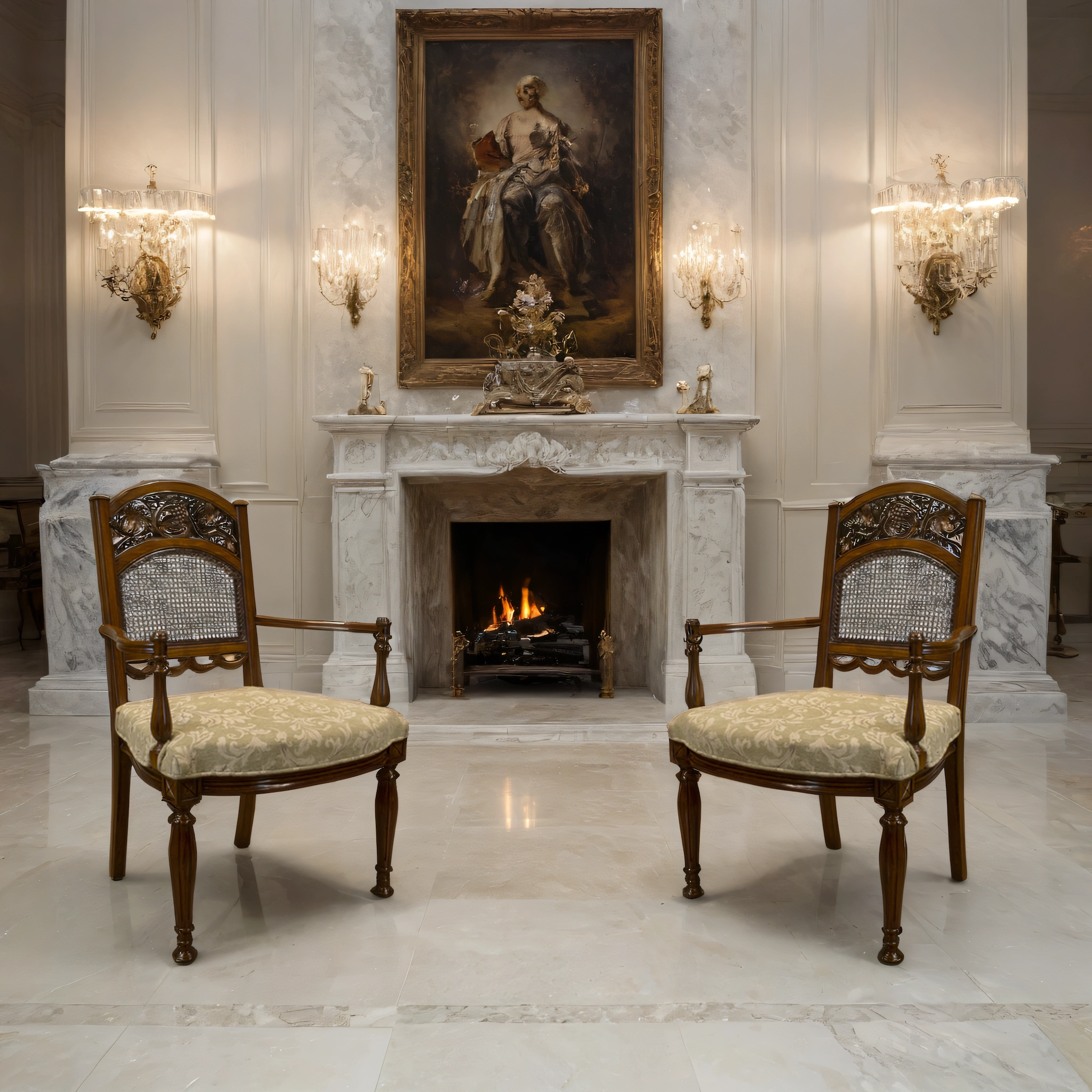 Lacerta solid wood armchairs styled in a modern interior in front of fireplace