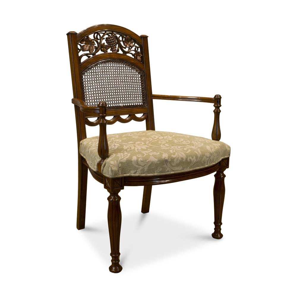 Angles view of solid wood armchair on white background